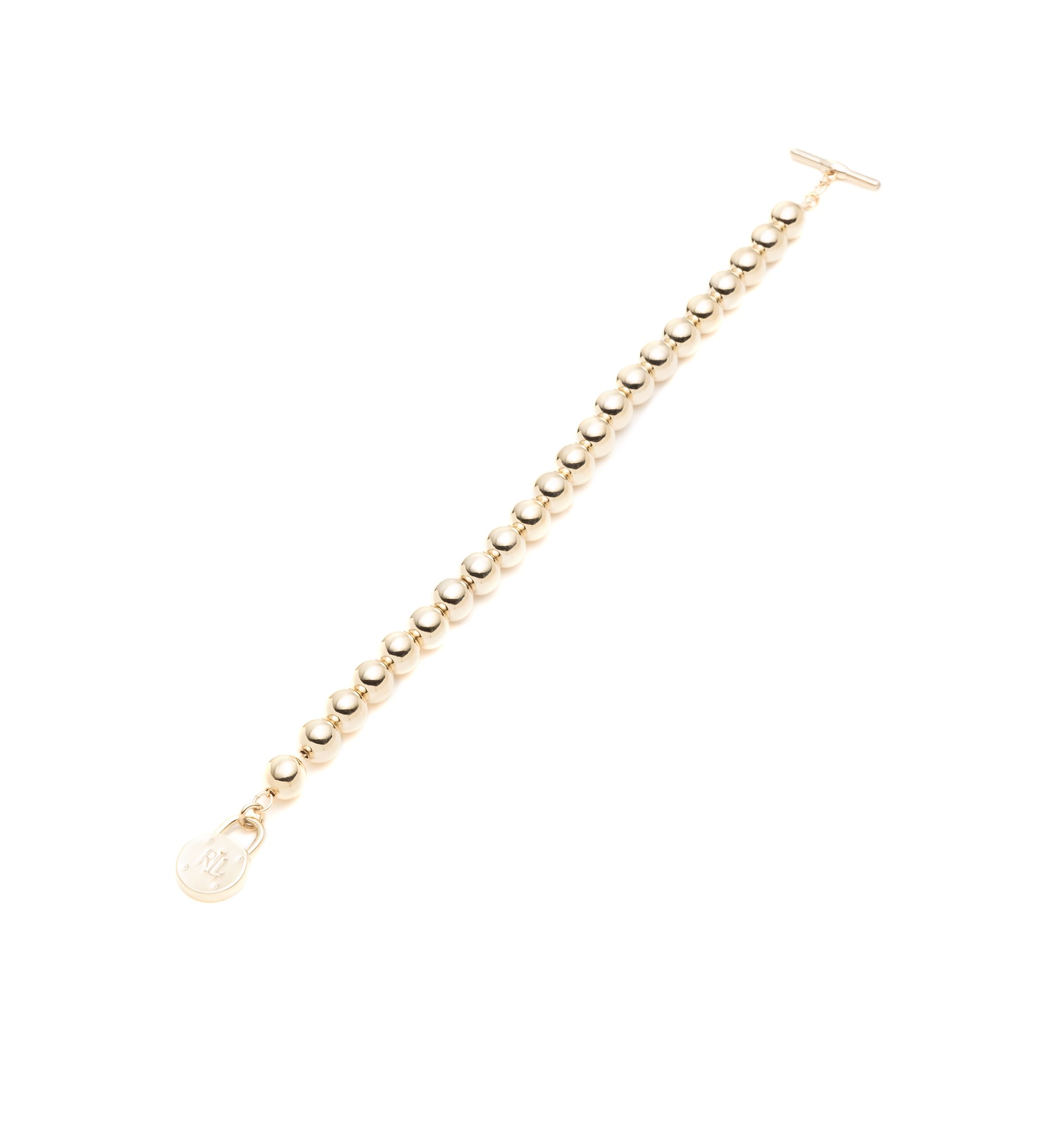 Gold-Tone Beaded Padlock Bracelet