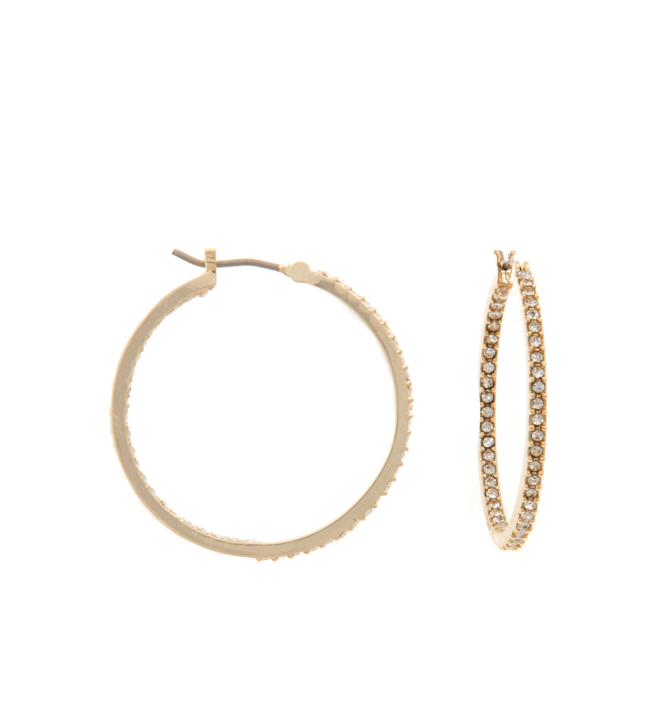 Gold-Tone Beaded Hoop Earrings