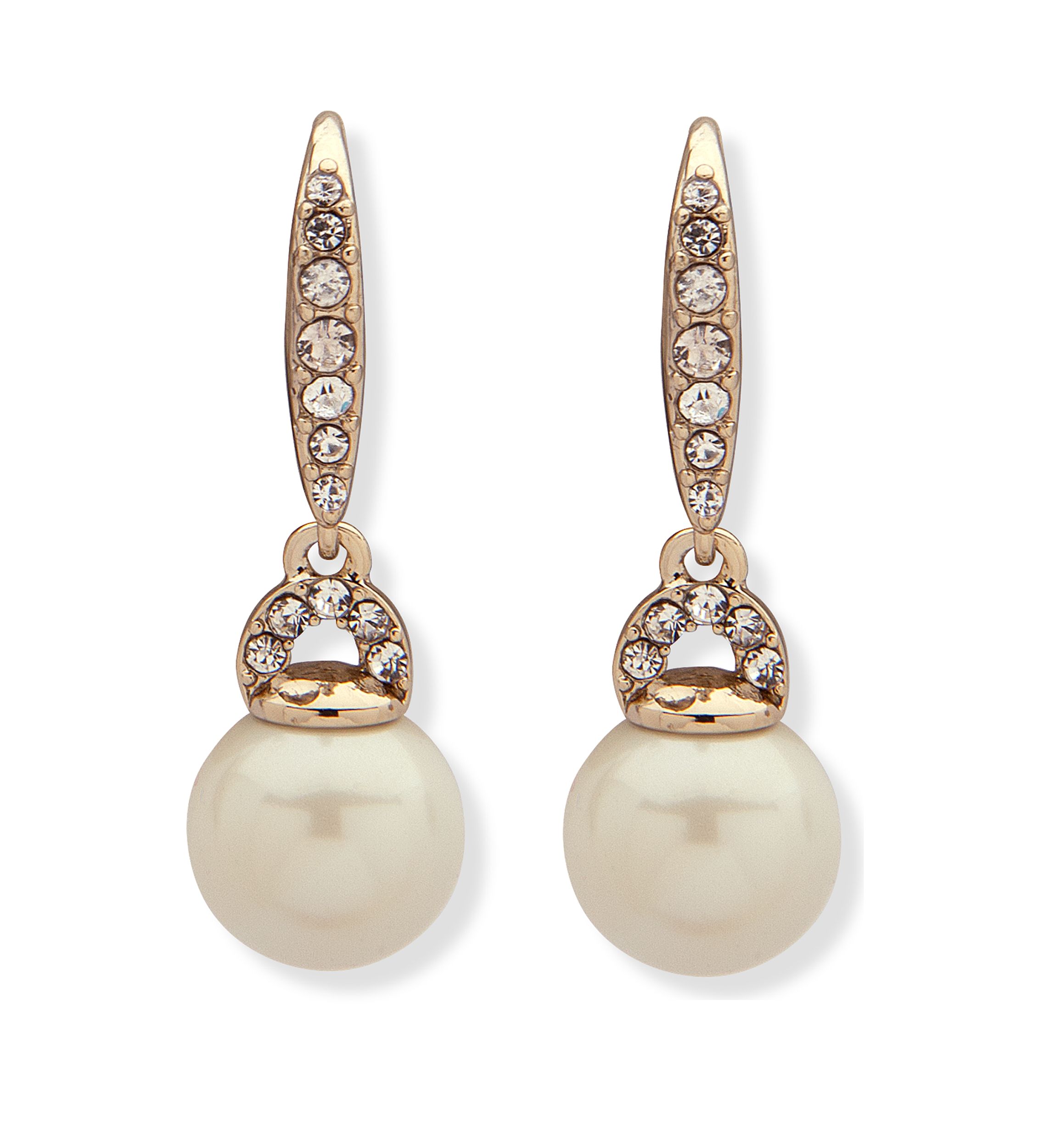 Gold-Tone Pearl Drop Earrings