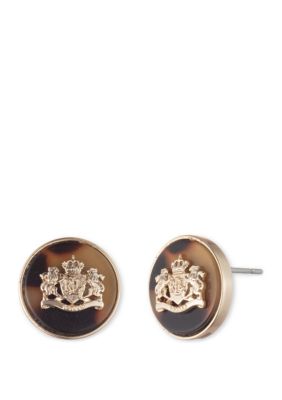 Lauren Ralph Lauren Gold-Tone and Tortoise Stud Crest Post Earrings | belk