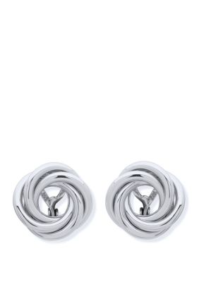 Lauren Ralph Lauren Silver Tone Knot Stud Ez Comfort Clip Earrings