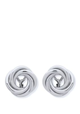 Lauren Ralph Lauren Silver Tone Knot Stud Ez Comfort Clip Earrings