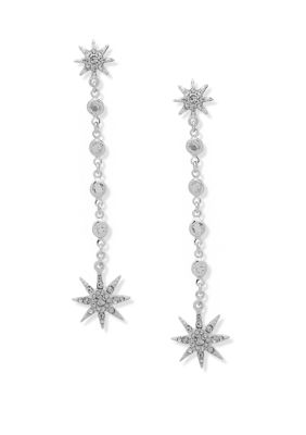 Lauren Ralph Lauren Silver Tone Crystal Star Linear Earrings | belk