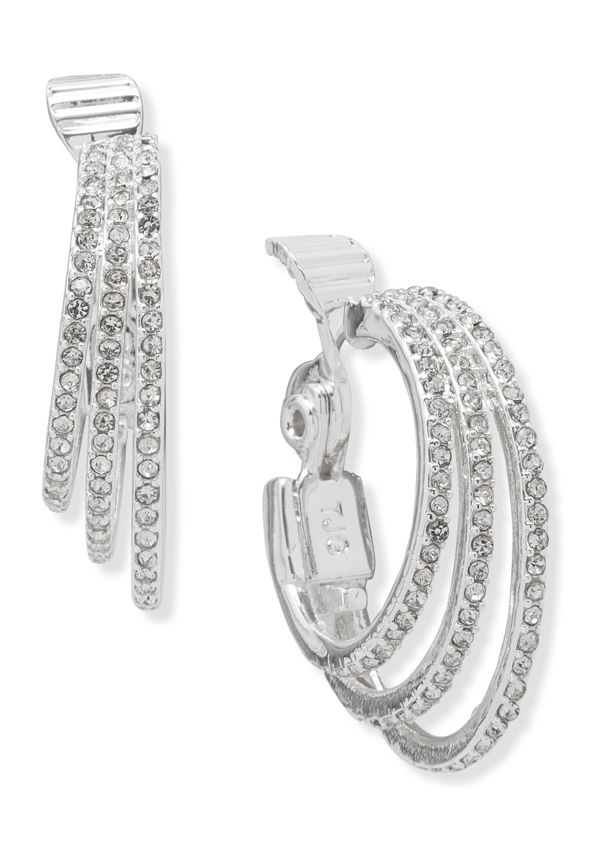 3 Row Crystal Pavé Ring Hoop Earrings