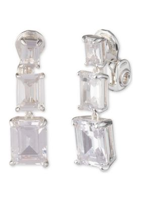 Belk Silver Tone Crystal P Earrings