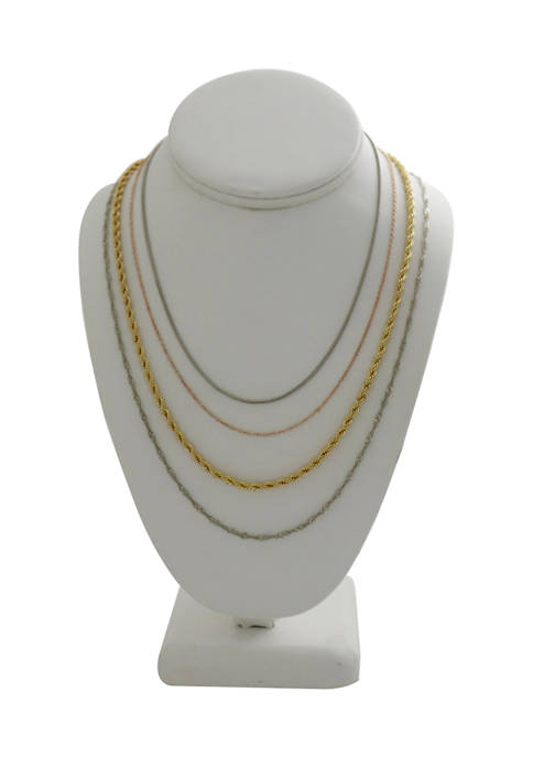 Belk 4 Layered Chain Mixed Plate Necklace Set