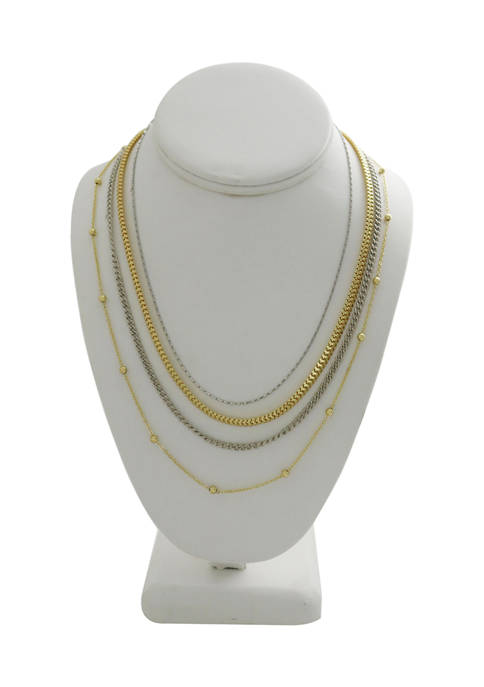 4 Piece Gold and Silver Chain Necklace Set