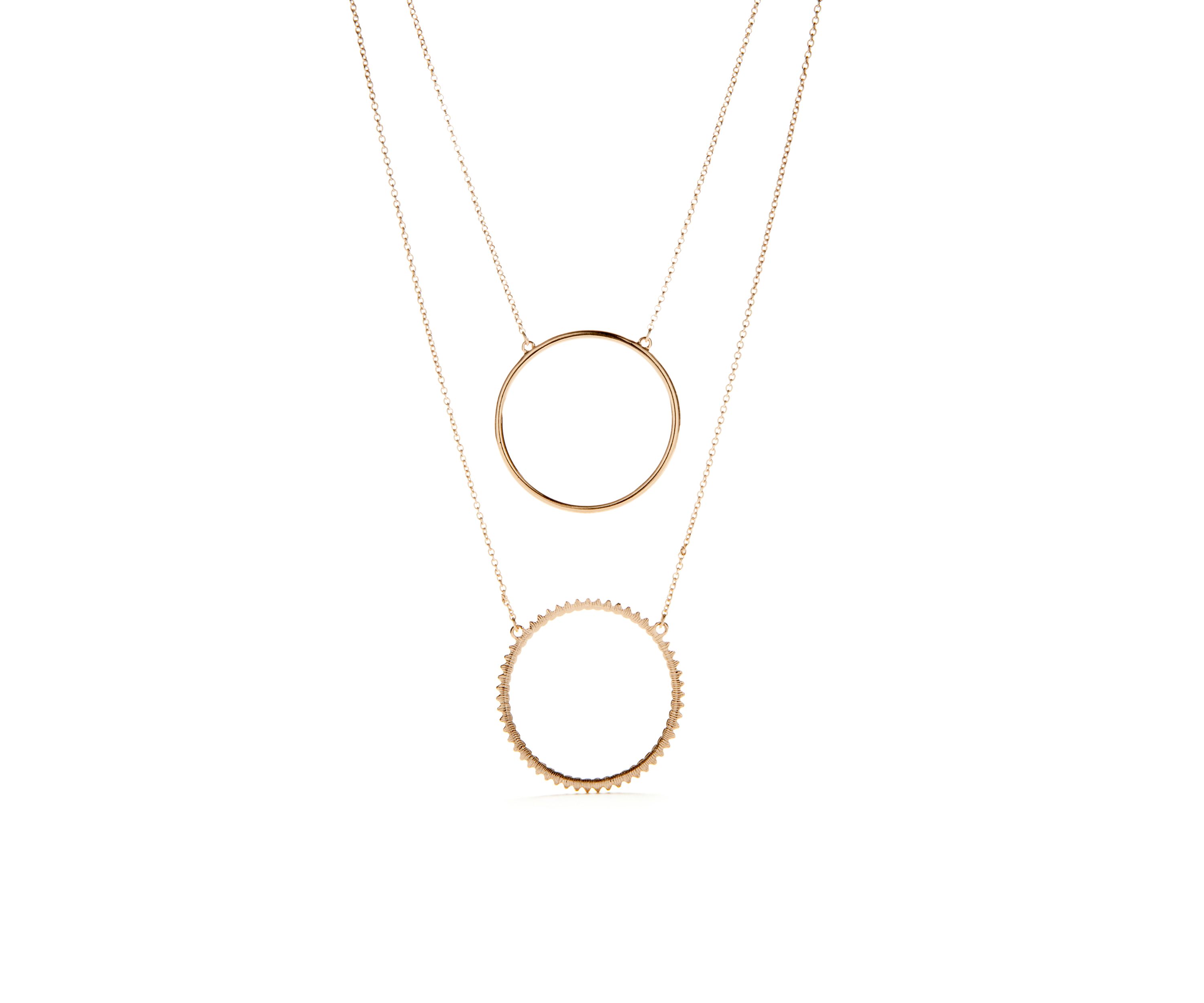 JAN18KB NK 2Rw 24in 3in Pendant Necklace Rose Gold Circle:One Size:ROSE GOLD