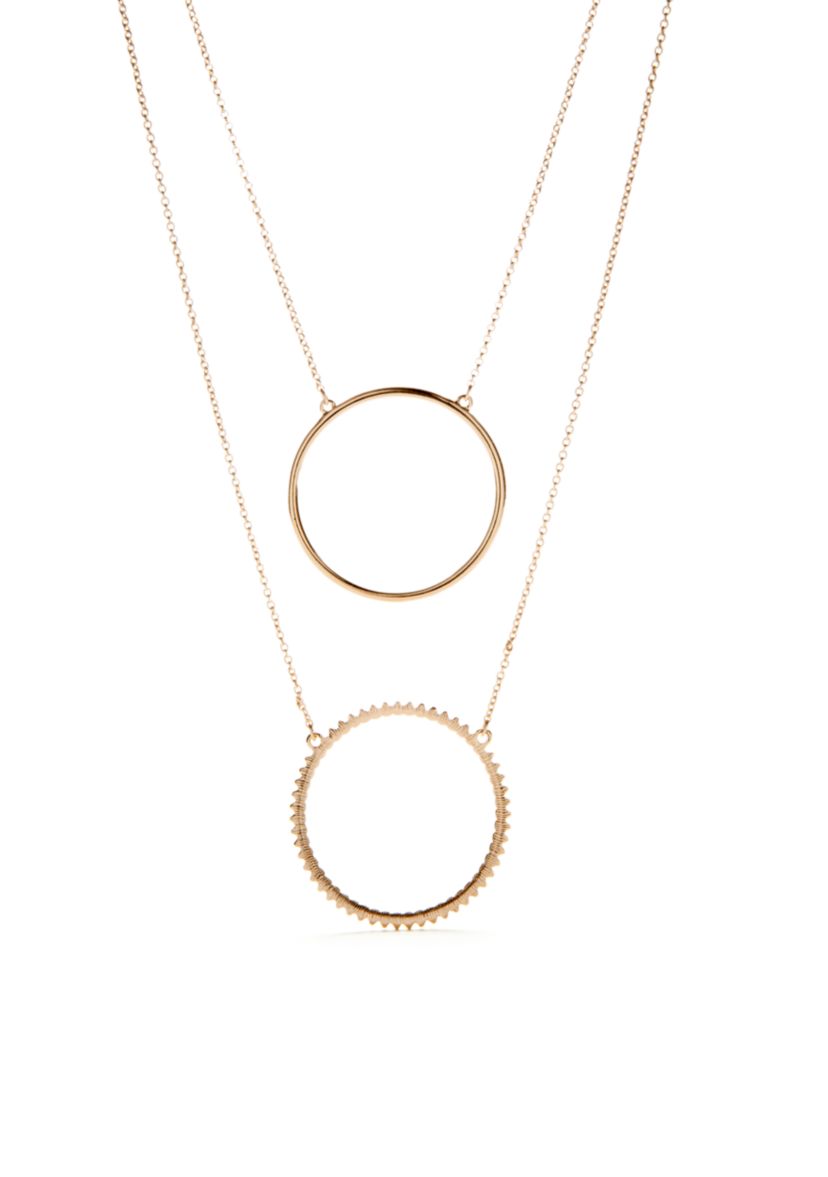 JAN18KB NK 2Rw 24in 3in Pendant Necklace Rose Gold Circle:One Size:ROSE GOLD