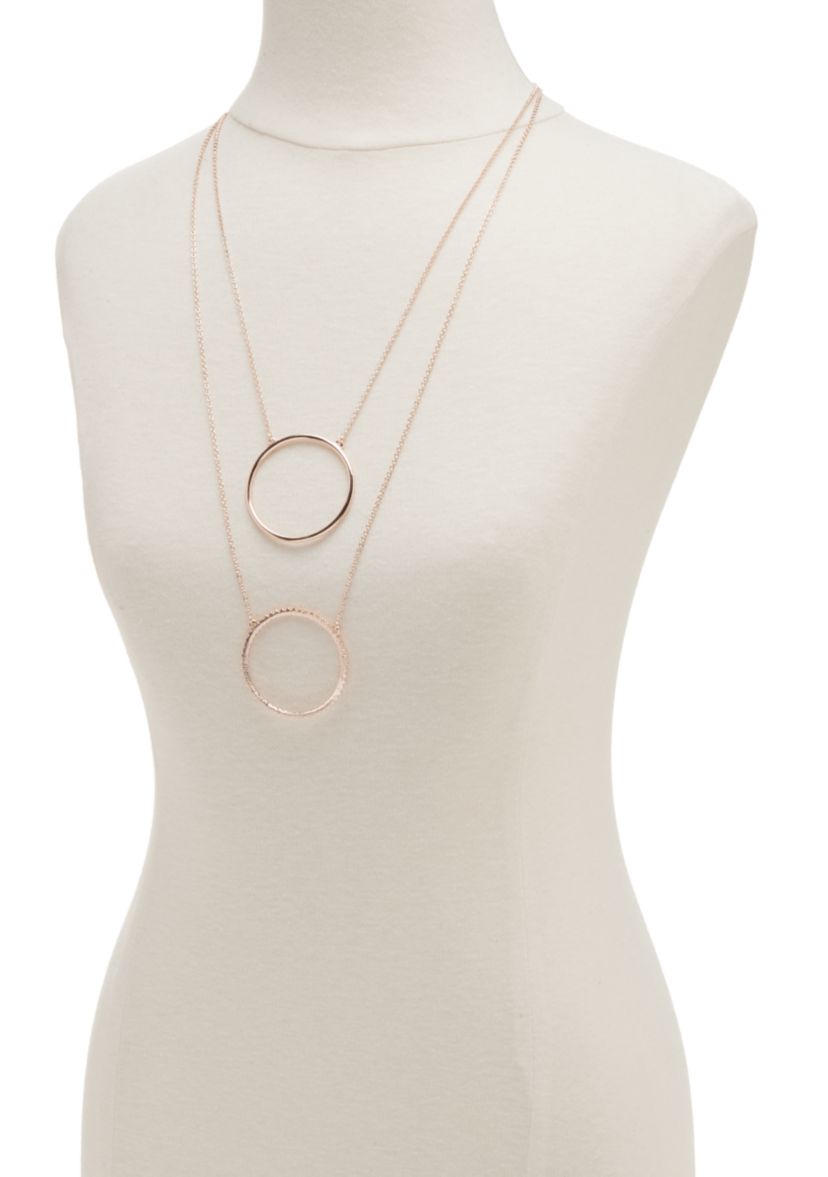 JAN18KB NK 2Rw 24in 3in Pendant Necklace Rose Gold Circle:One Size:ROSE GOLD