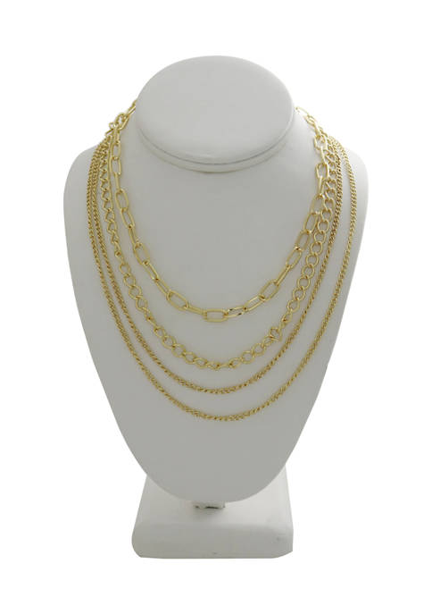 Kaari Blue™ 4 Piece Gold Tone Chain Necklace