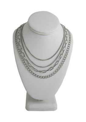 Kaari Blue 4 Piece Silver Tone Chain Necklace Set Belk