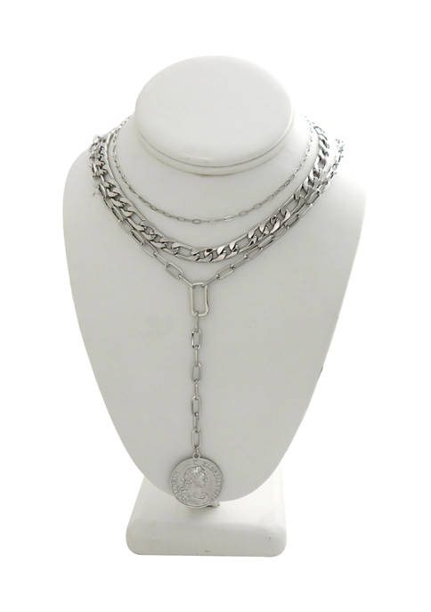 3 Piece Silver Tone Chain Necklace Set