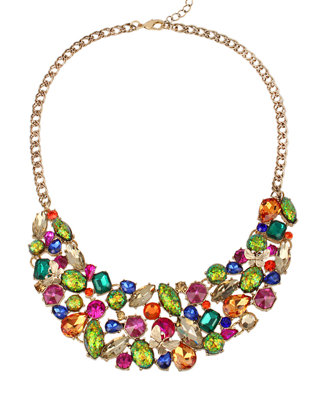 Stone Cluster Statement Necklace
