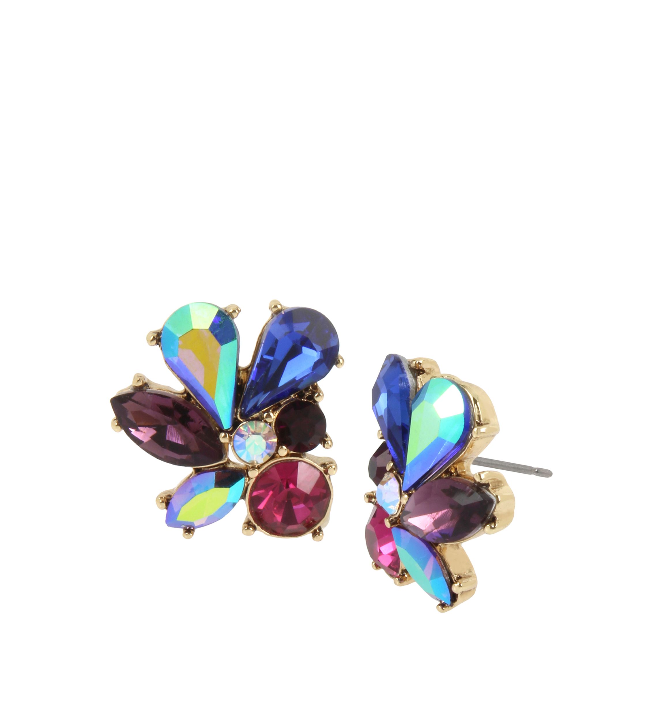 Lab Created Stone Cluster Stud Earrings