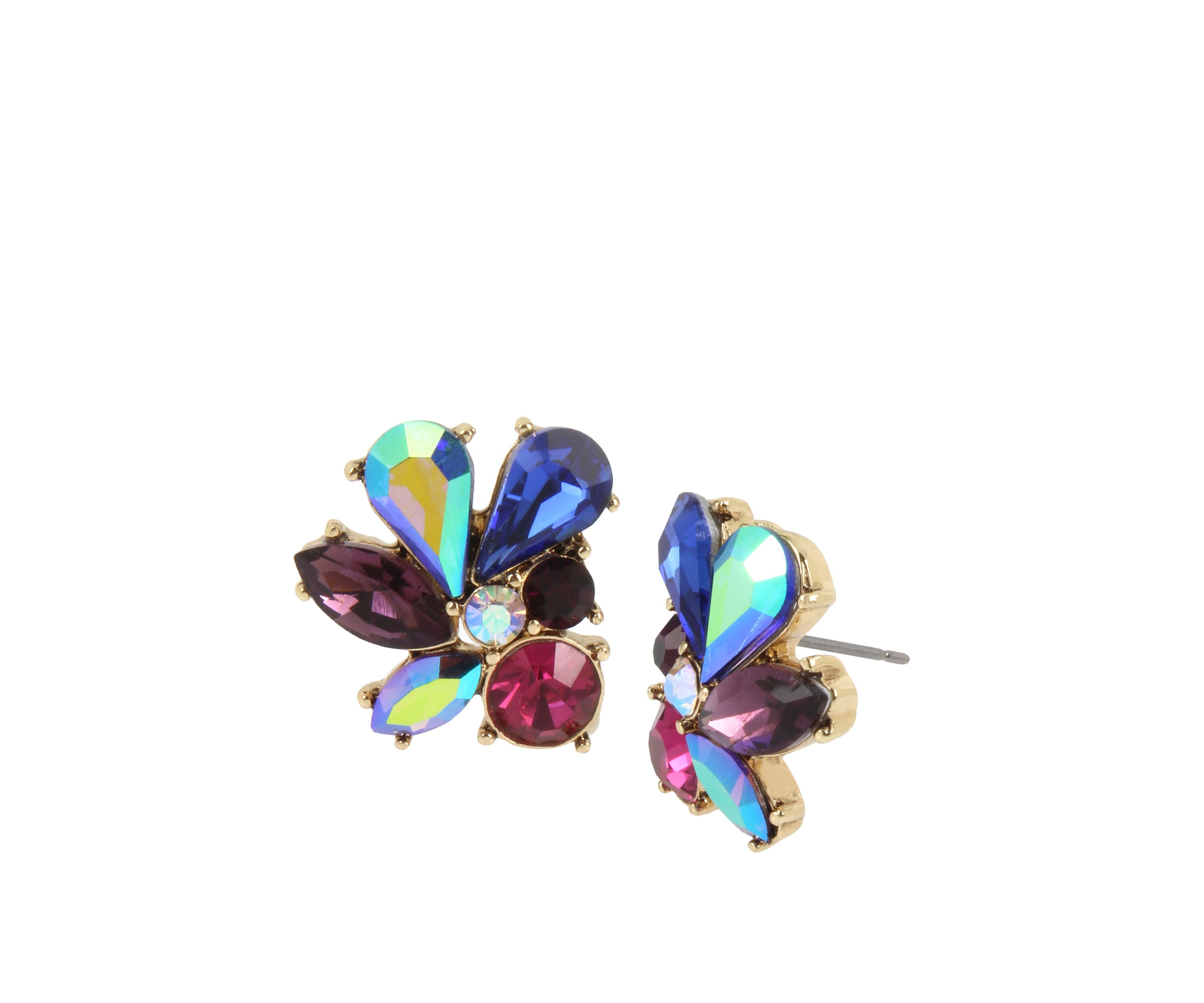 Lab Created Stone Cluster Stud Earrings
