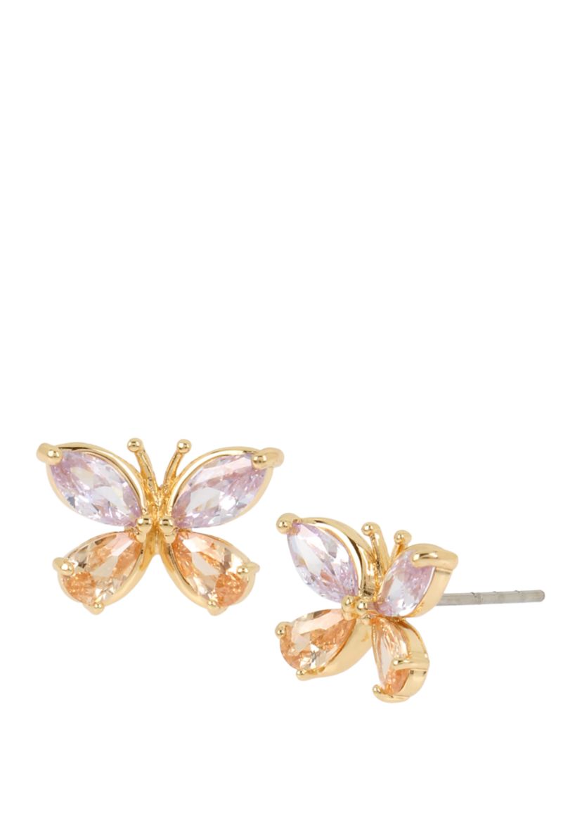 Cubic Zirconium Butterfly Stud Earrings