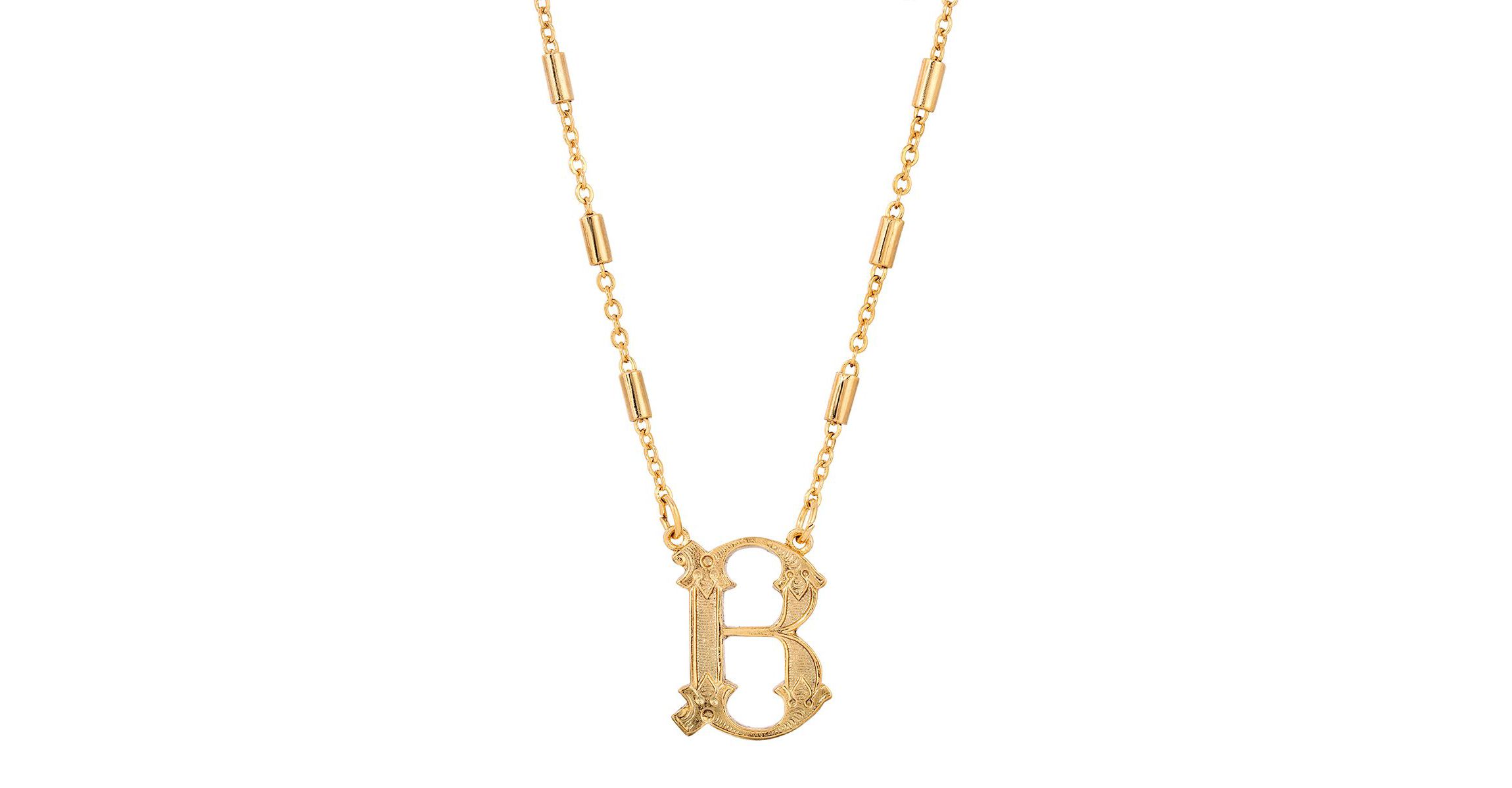 Gold Tone Initial Necklace 15" Adj