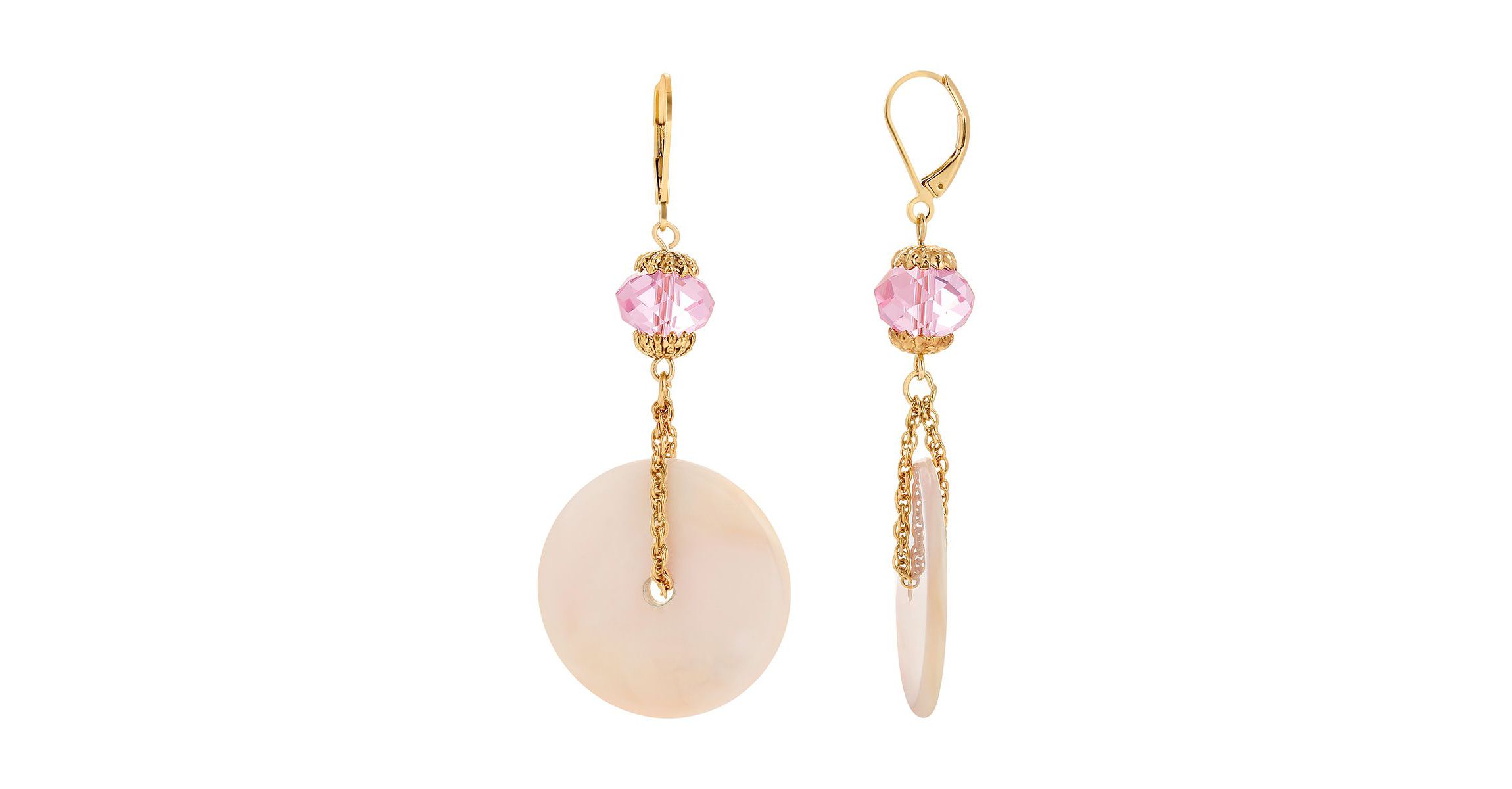 Gold Tone Amethyst Drop Earrings