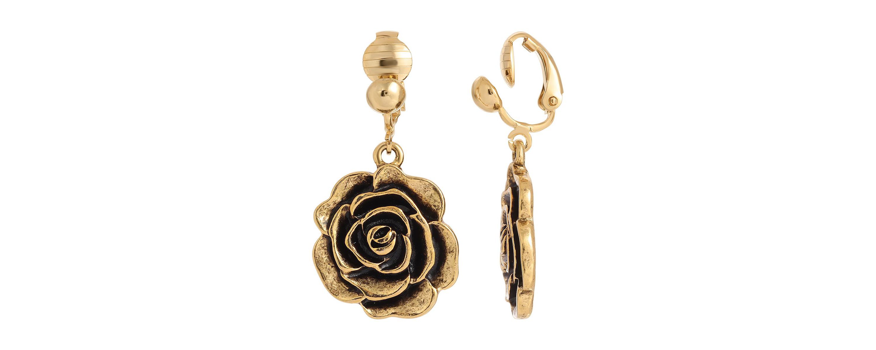 Gold Tone Flower Clip Earrings