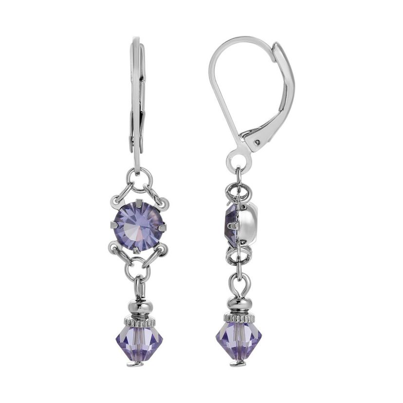 Gold Tone LT. Blue Drop Earrings