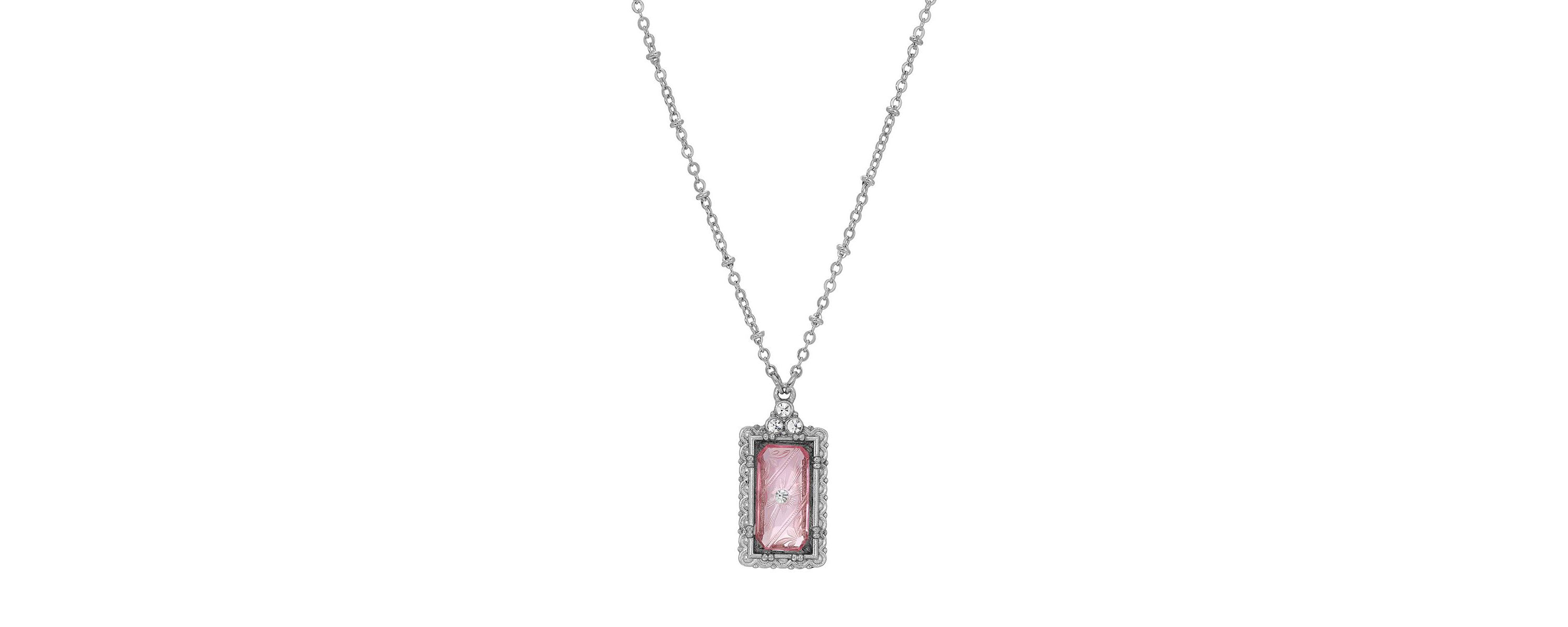 Silver Tone Yellow Topaz 18" Necklace