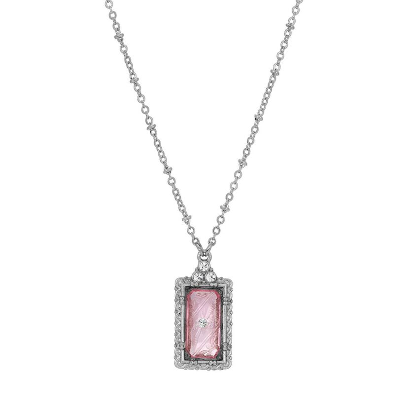 Silver Tone Yellow Topaz 18" Necklace