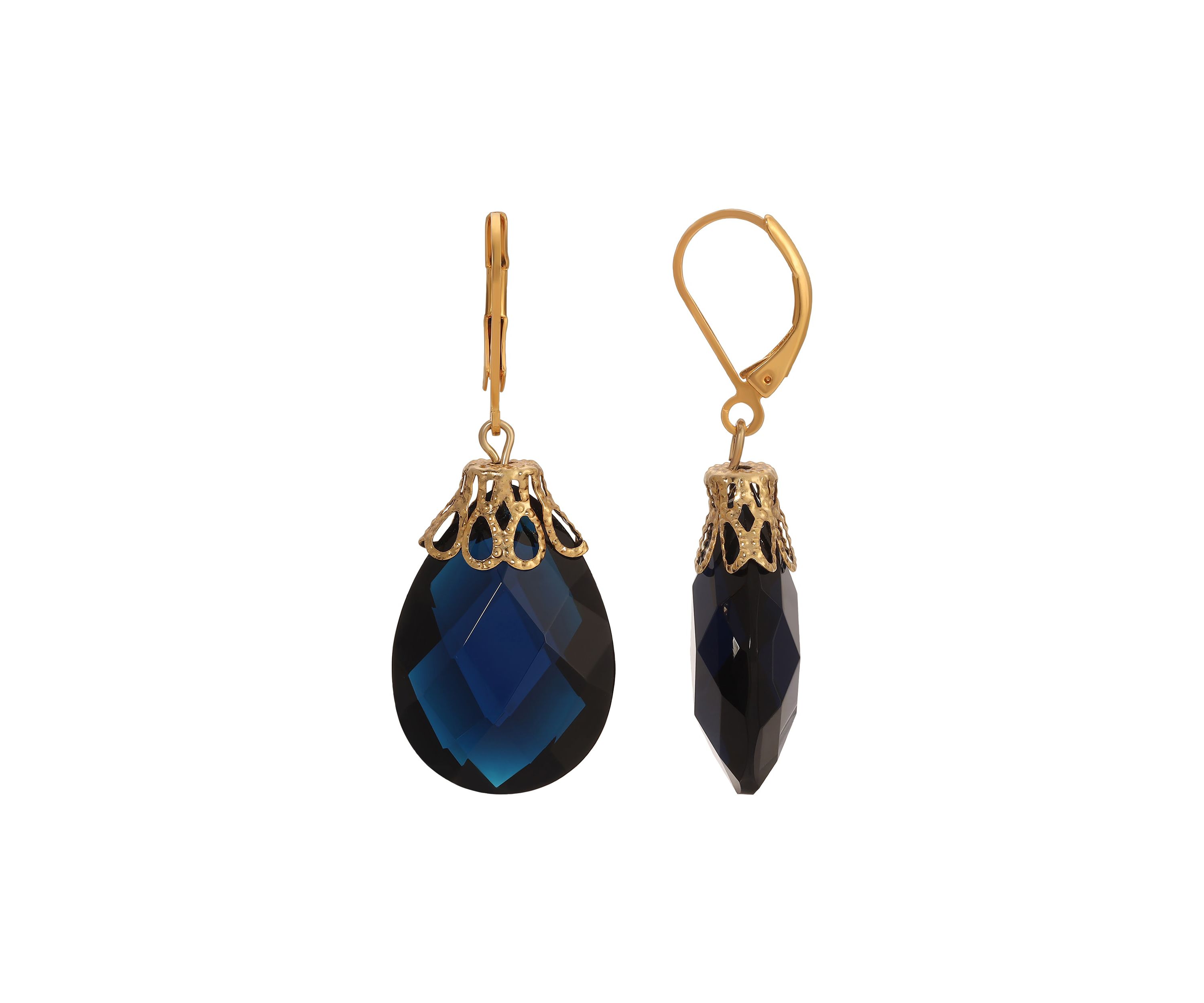 Two-tone Crystal Flower Drop Earring