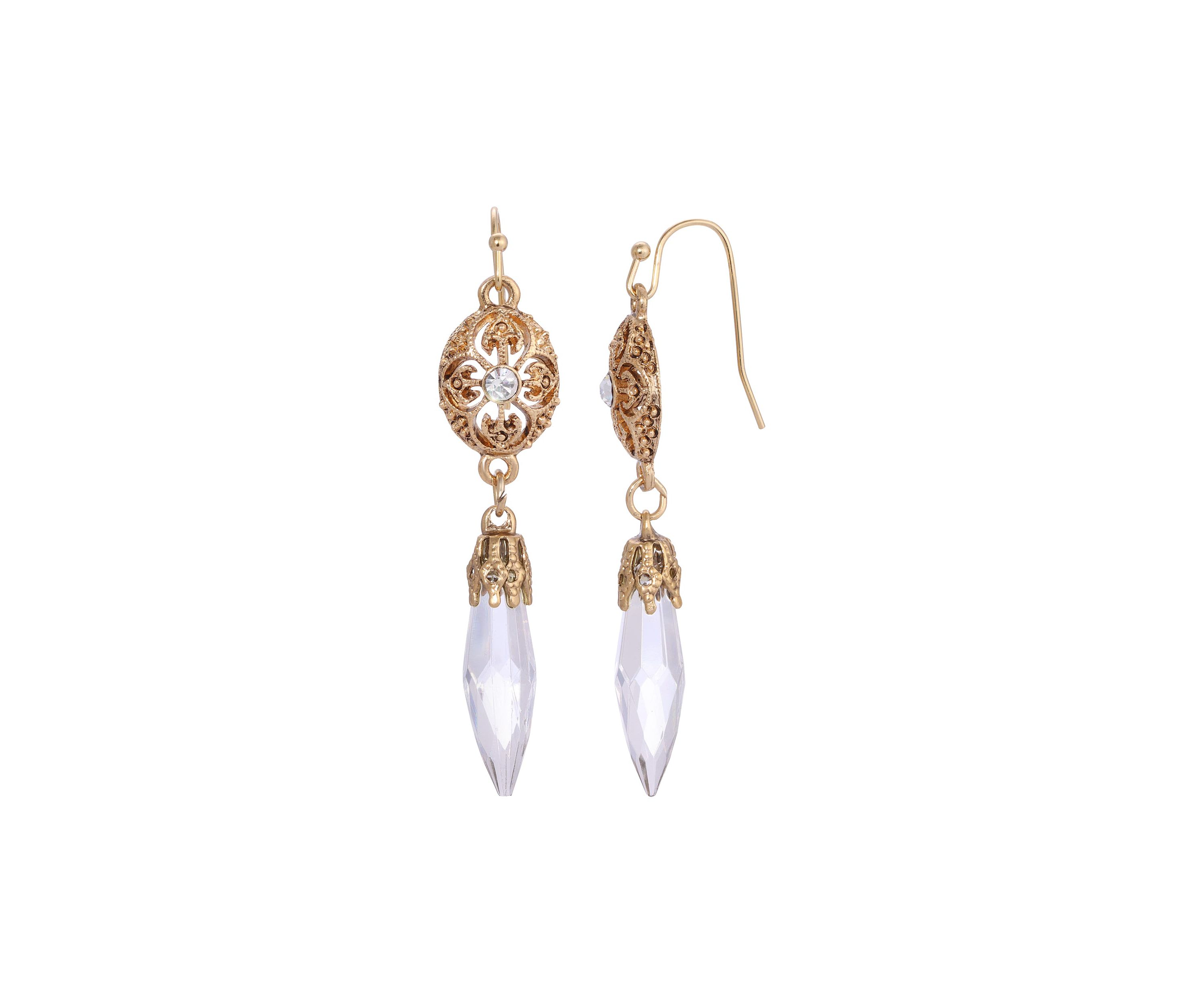 Gold-tone Crystal Acrylic Icicle Drop Earrings