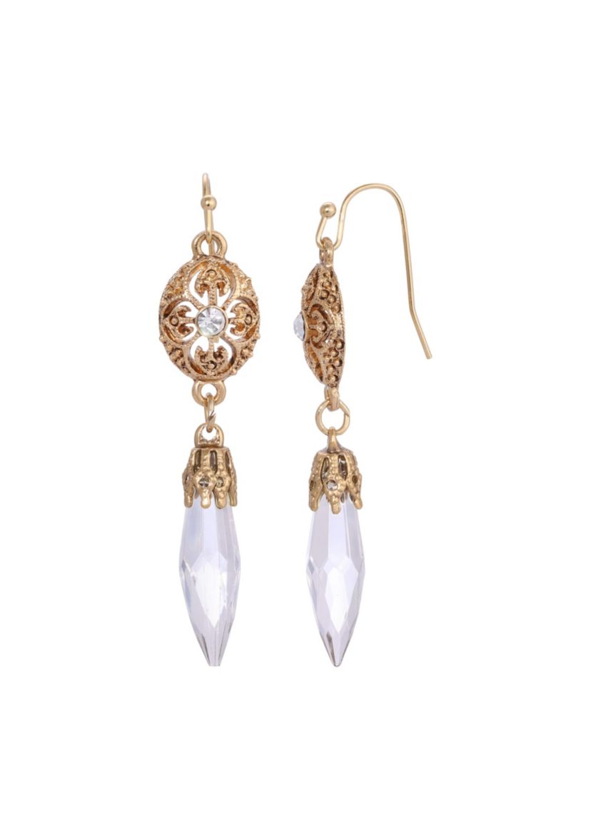 Gold-tone Crystal Acrylic Icicle Drop Earrings