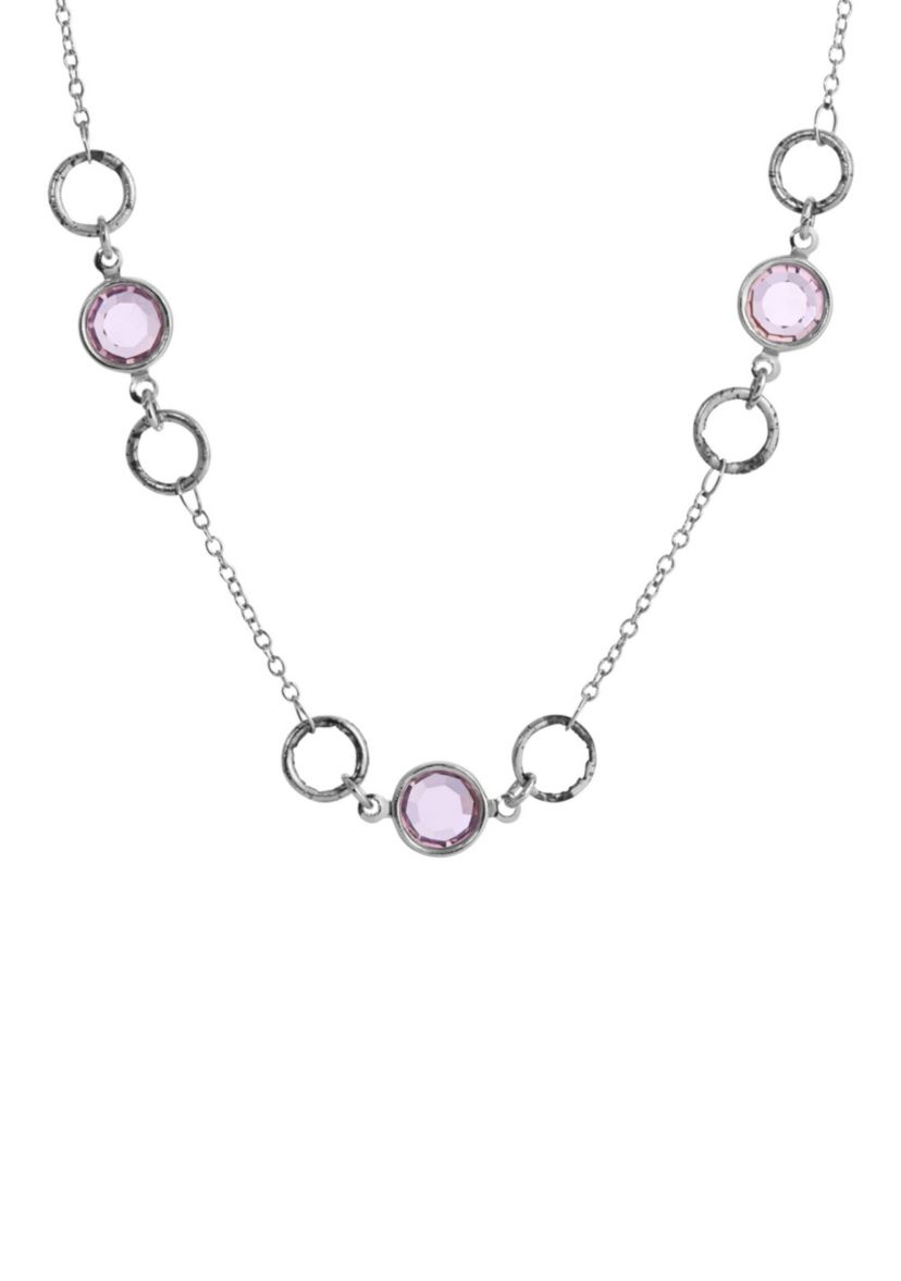 Purple Crystal Channel Set Strand Necklace 16"