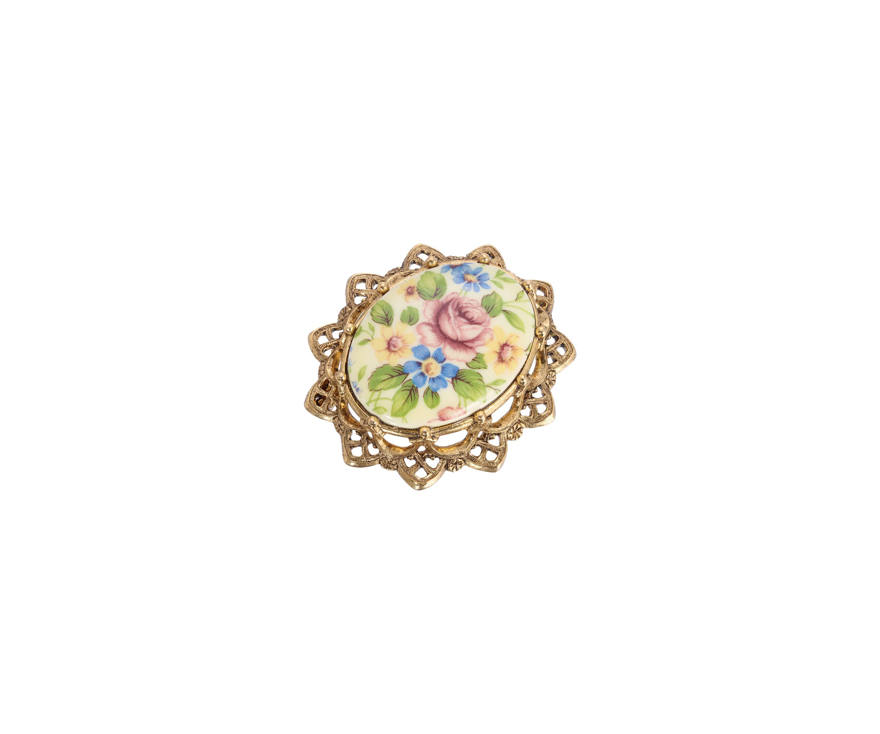 Oval Filigree Floral Brooch