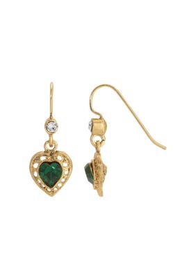 Gold Tone Heart Drop Earrings