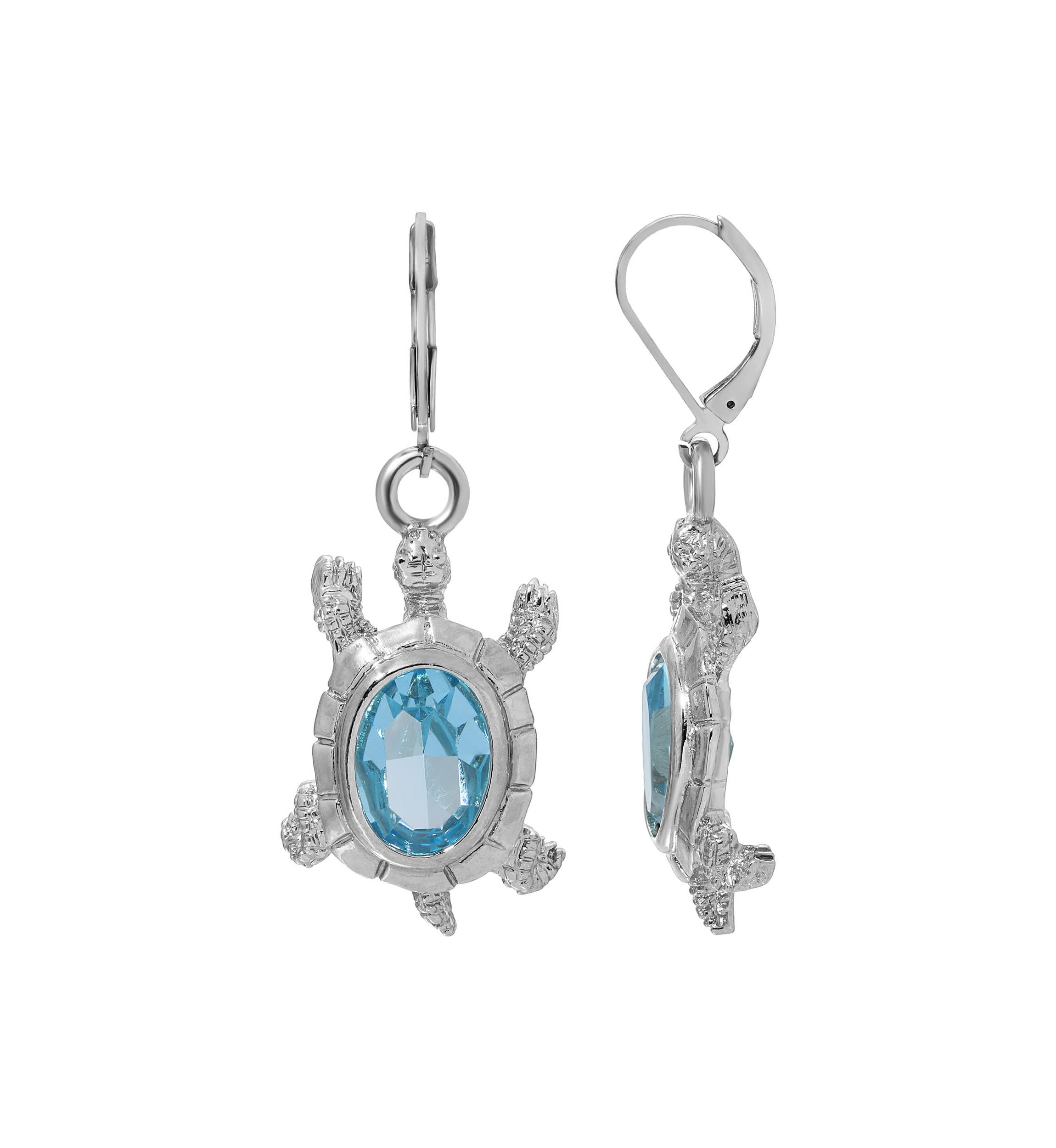 Oval Colored Crystal Turtle Drop Earrings