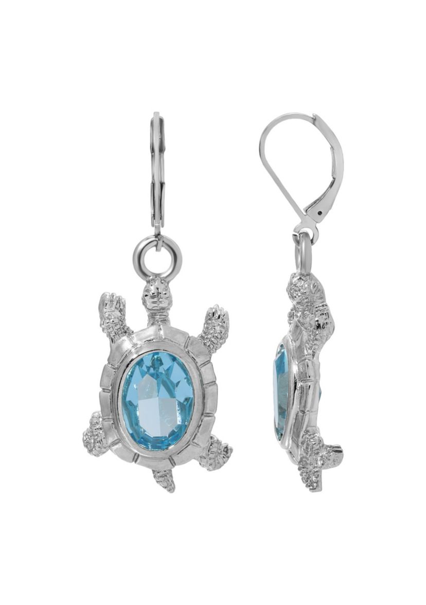Oval Colored Crystal Turtle Drop Earrings