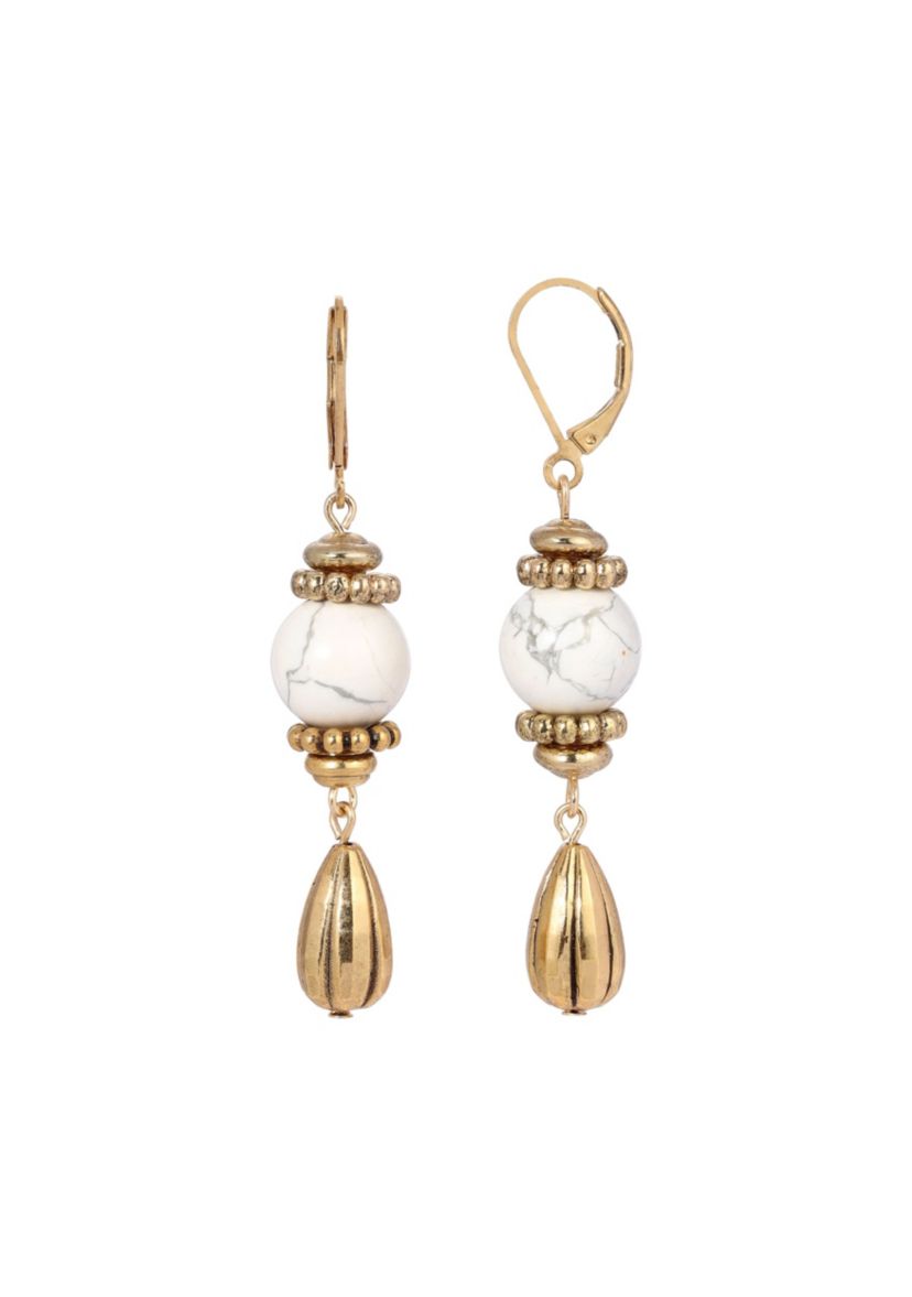 Colored Bead Crystal Drop Linear Earrings