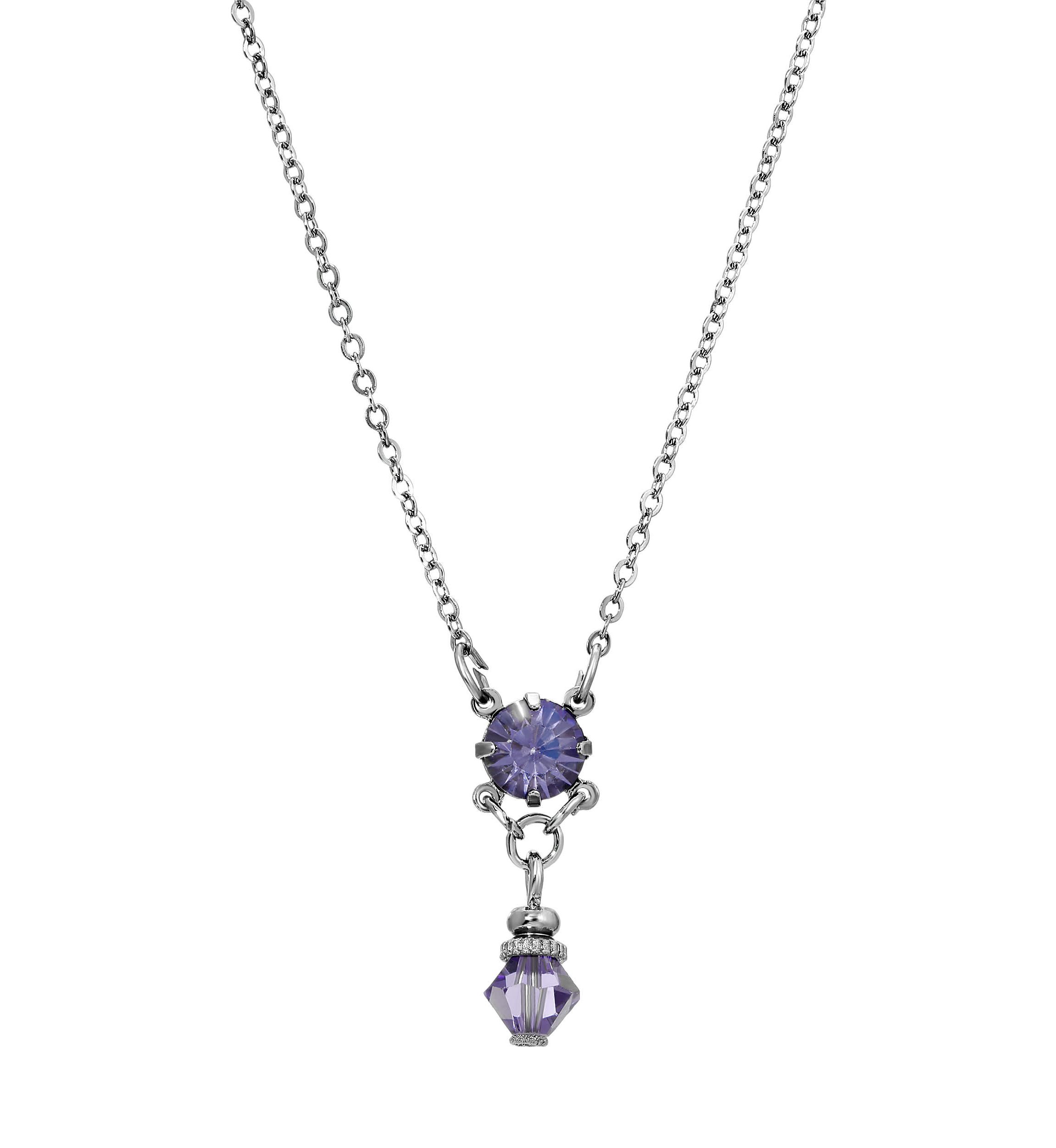 Petite Crystal Pendant Necklace 18"
