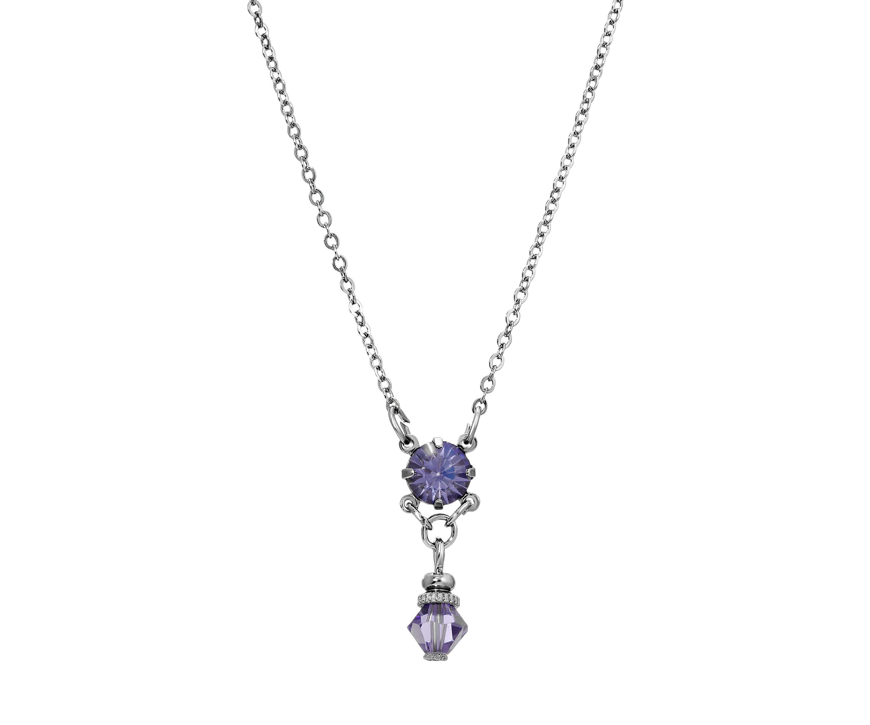 Petite Crystal Pendant Necklace 18"