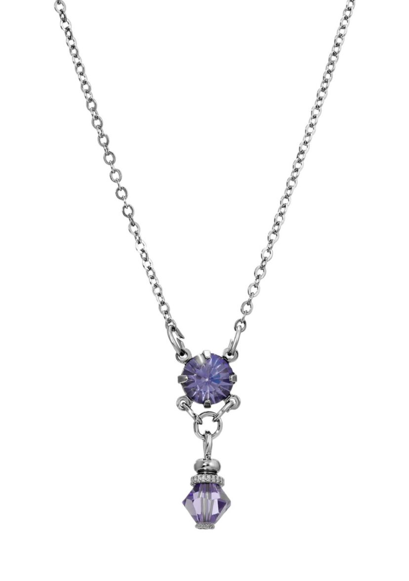 Petite Crystal Pendant Necklace 18"