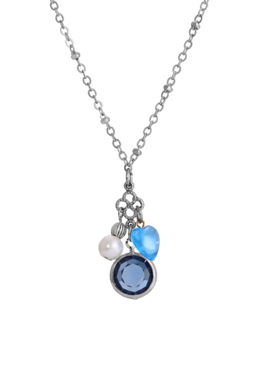 Crystal Channel Set Heart Charm Necklace 16"