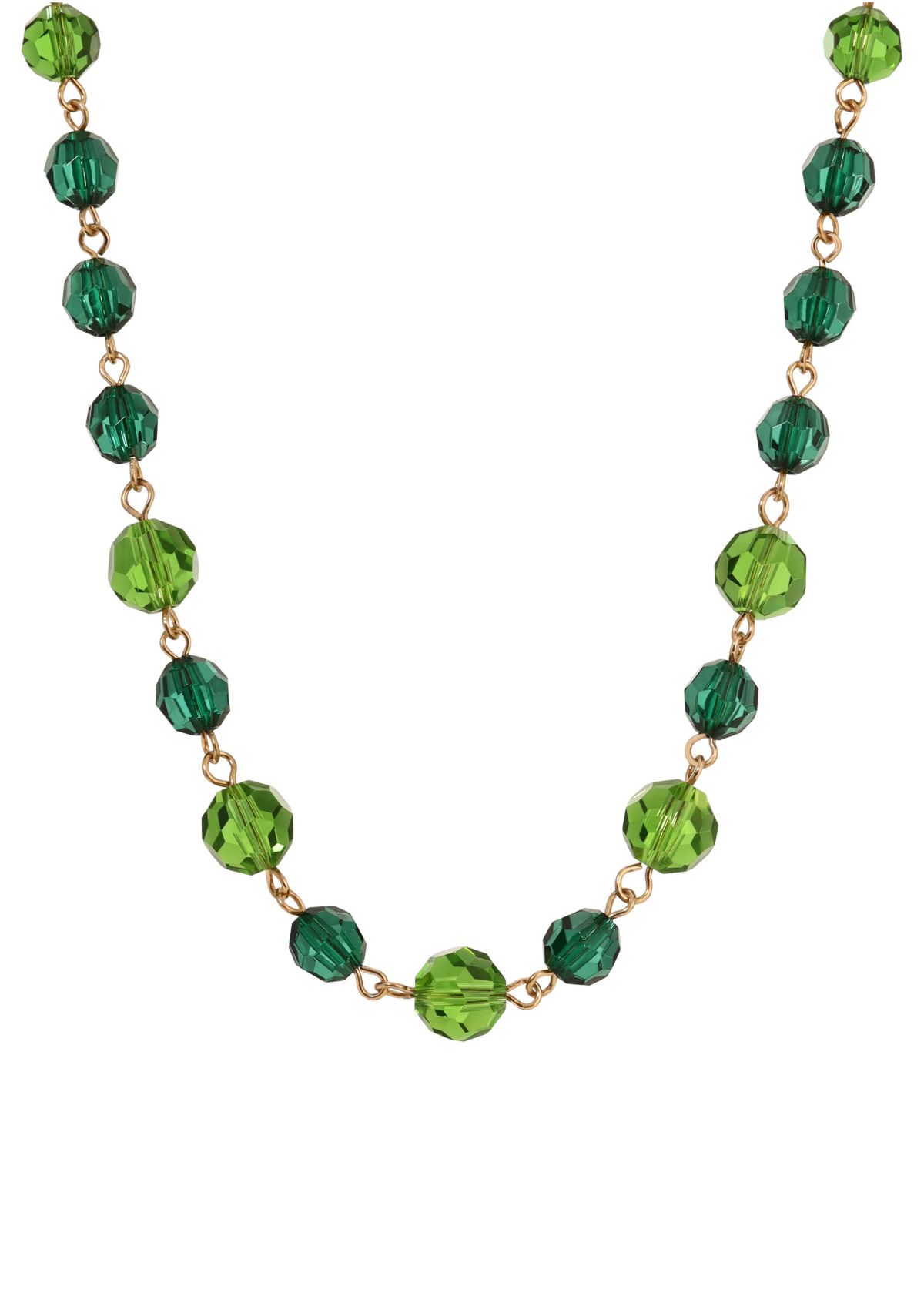 Gold Tone Linked Beaded Necklace 18"