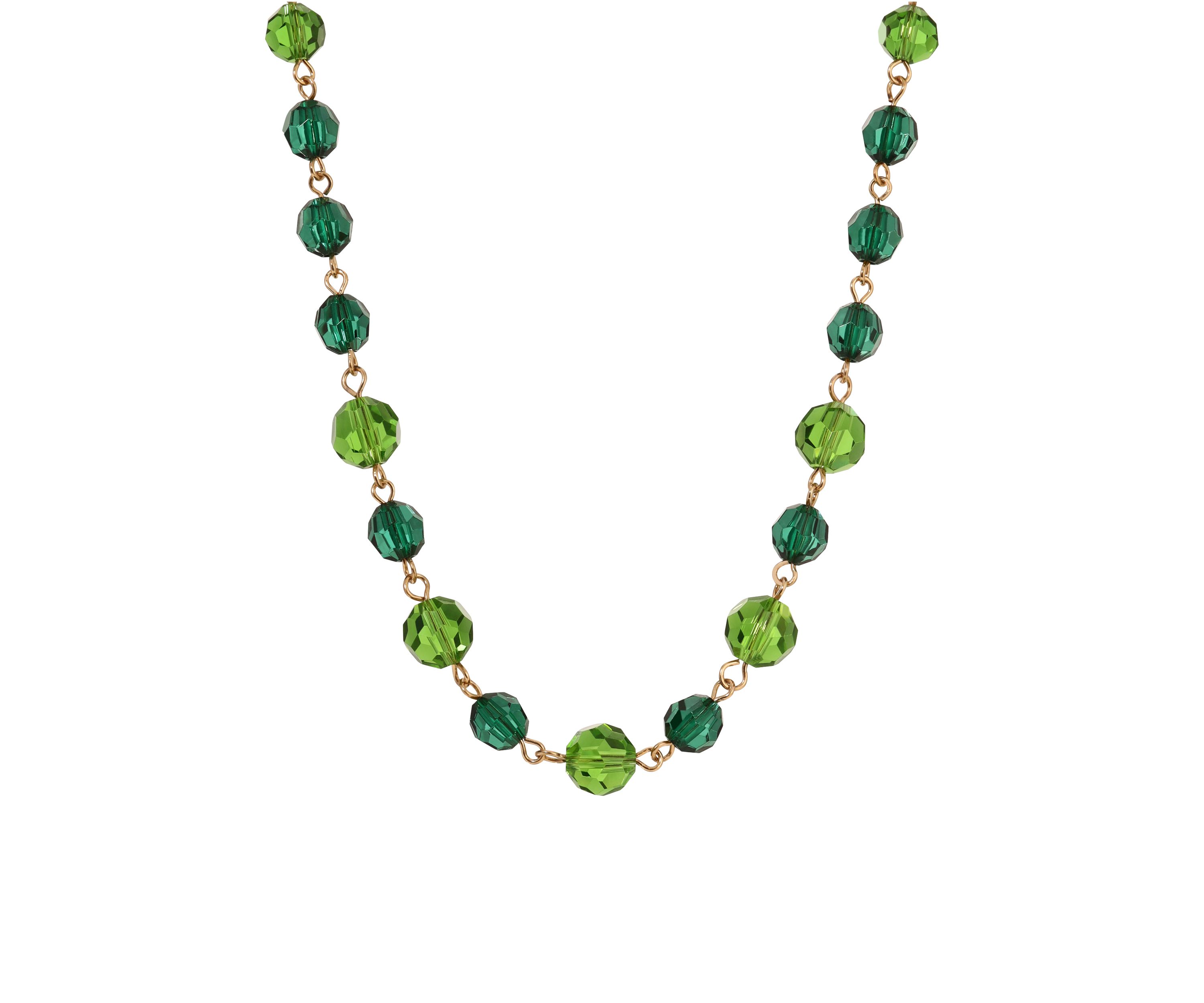Gold Tone Linked Beaded Necklace 18"