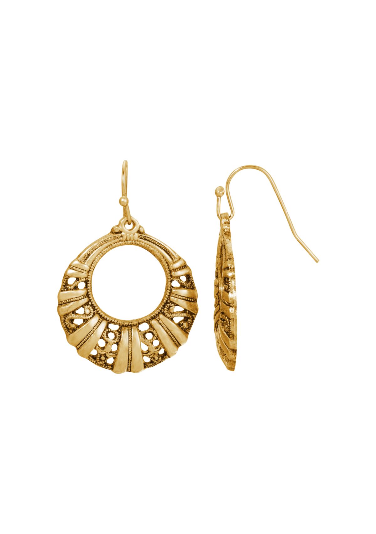 Round Filigree Front Face Hoop Earrings