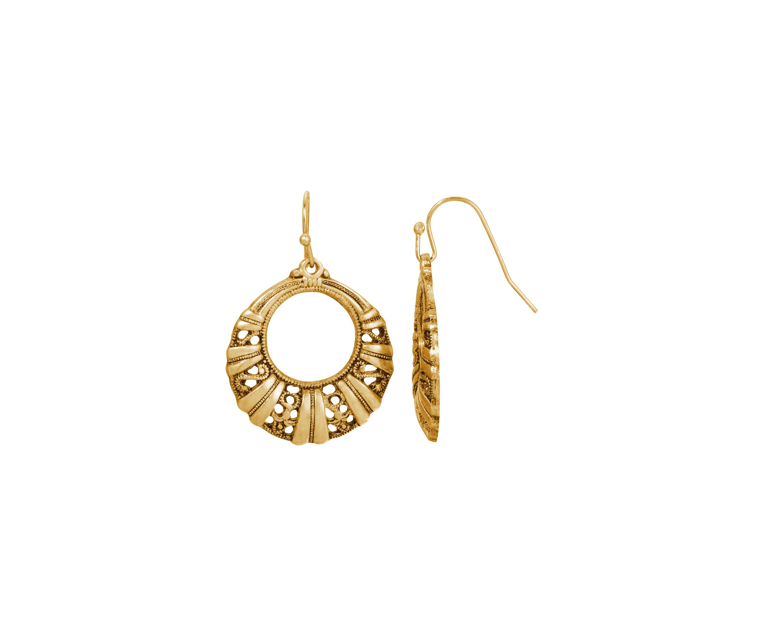 Round Filigree Front Face Hoop Earrings
