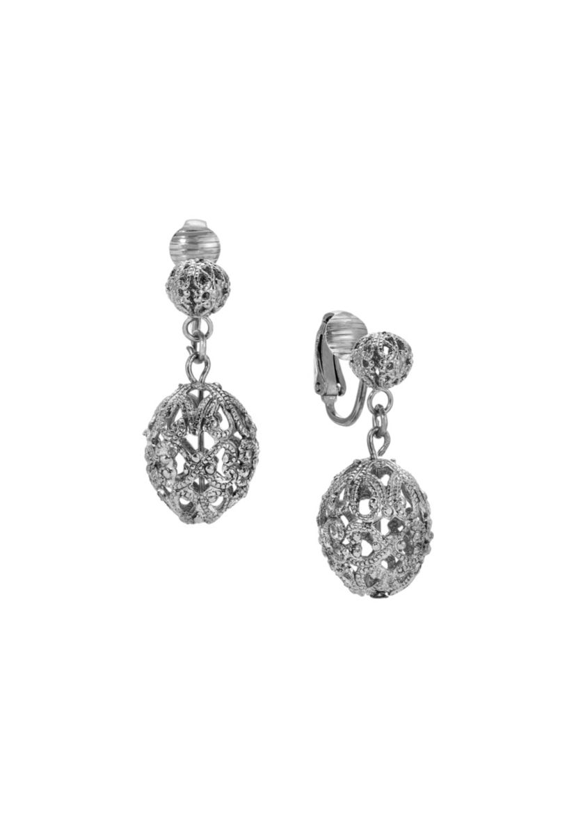Filigree Oval Bead Clip Earring