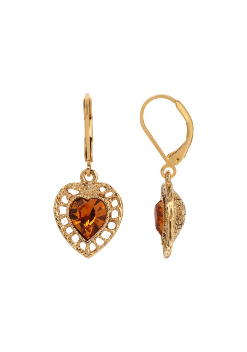 Gold Tone Filigree Heart Lvrbk Earrings