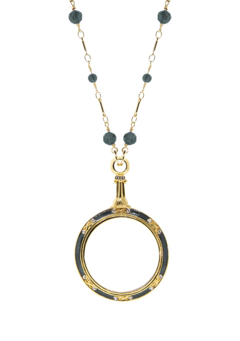Gold Tone Magnifier Beaded Necklace