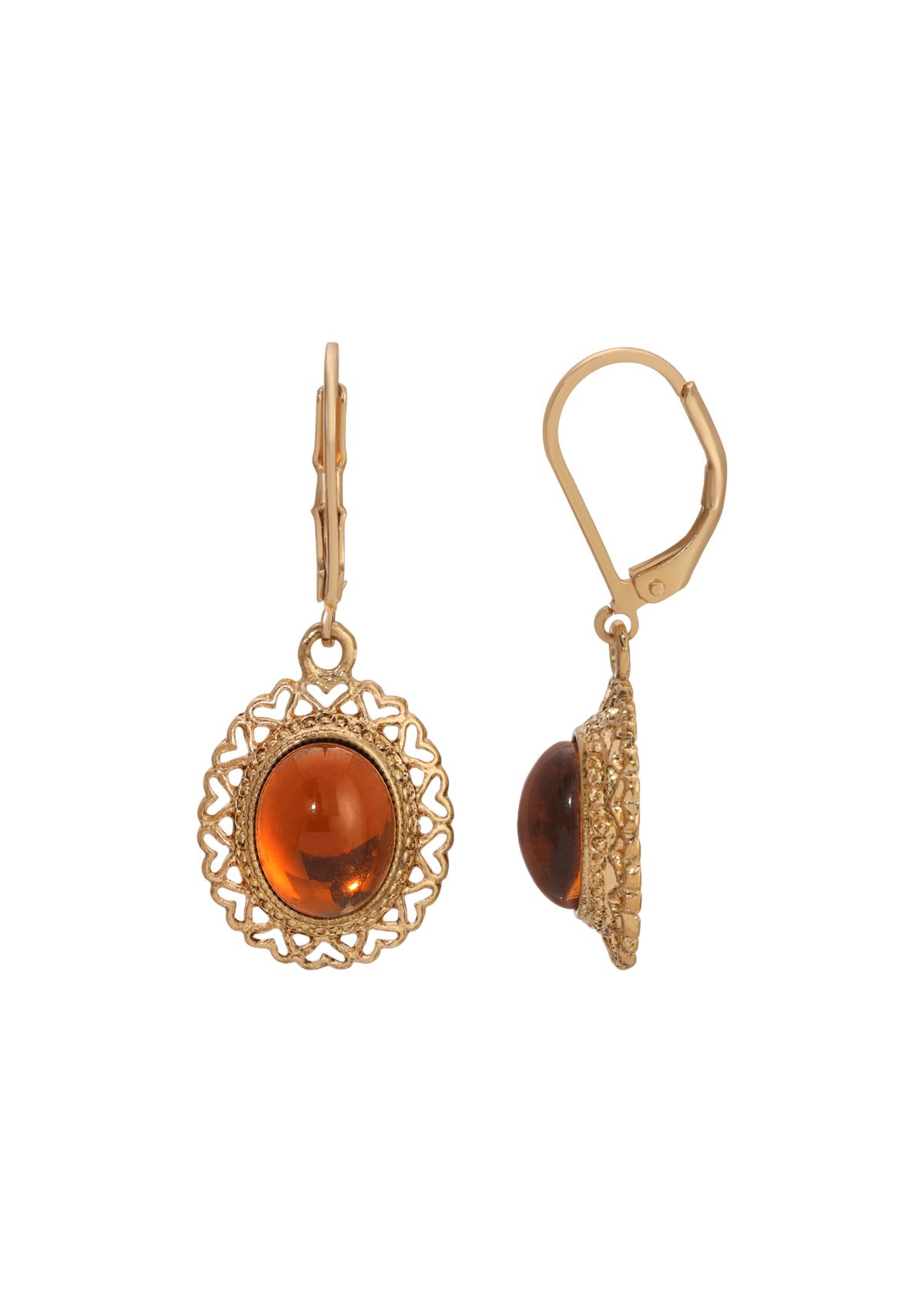 Filigree Oval Glass Drop Earrings