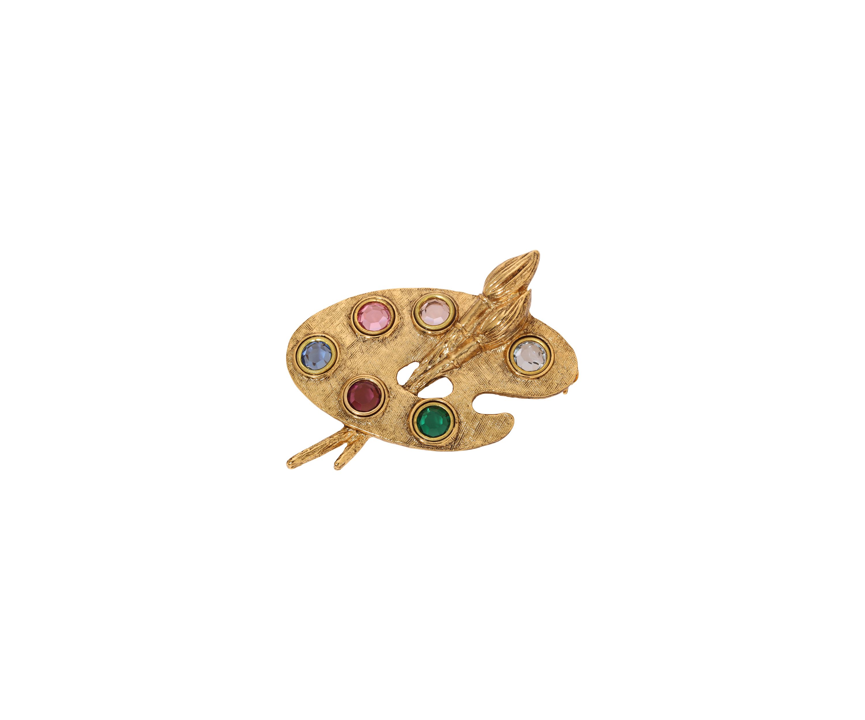 Multi-Color Paint Brush Palette Brooch