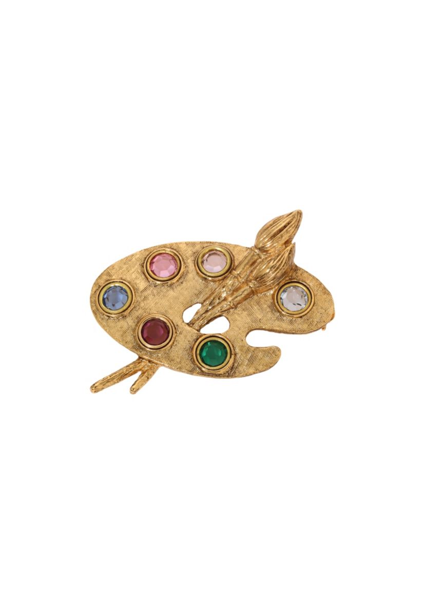 Multi-Color Paint Brush Palette Brooch